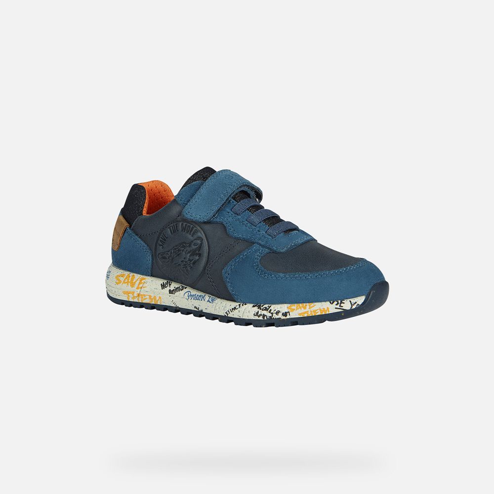 Tenis Geox Menino Azul Marinho/Laranja - Alben - GWBLQ5068